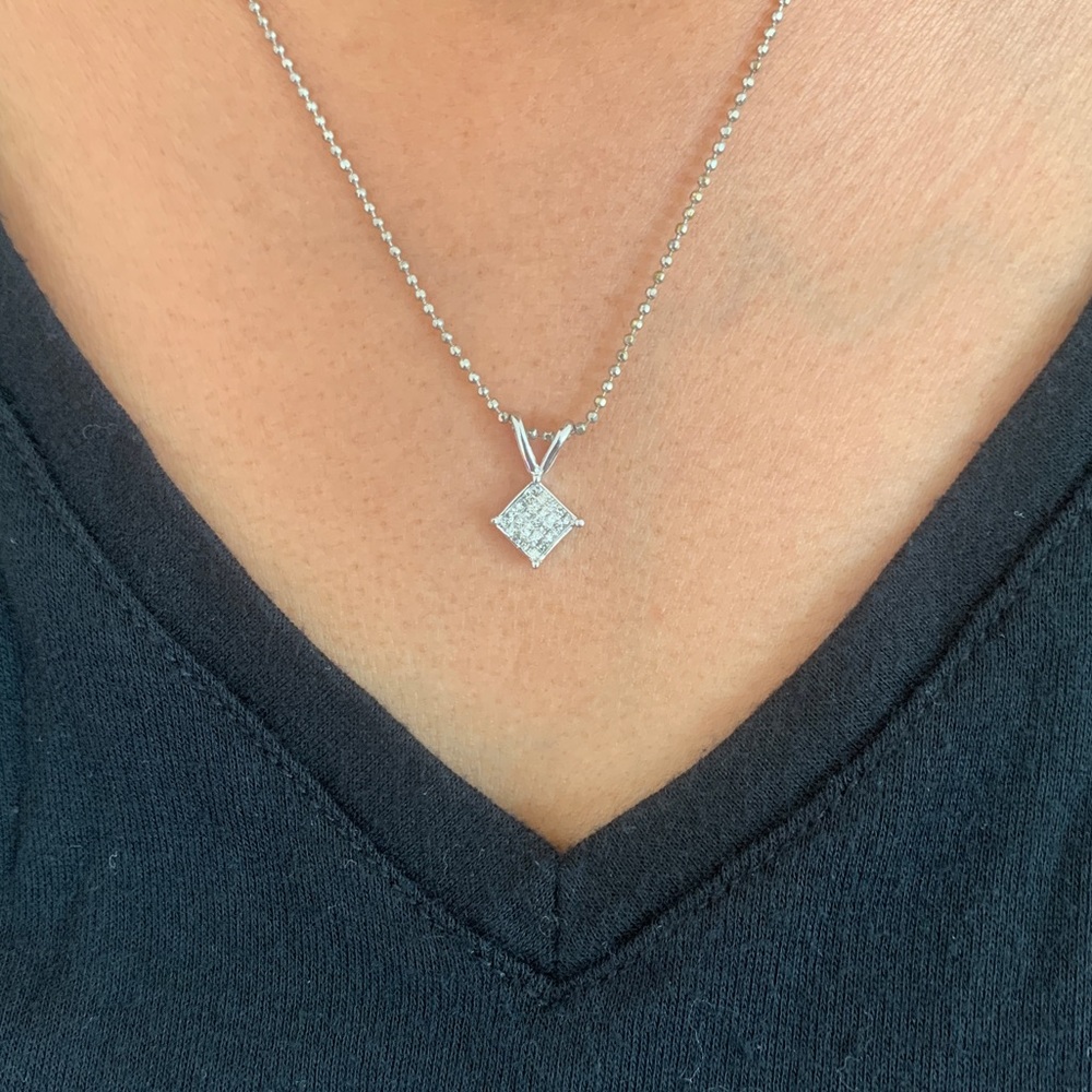 Real Natural Diamond square Pendant